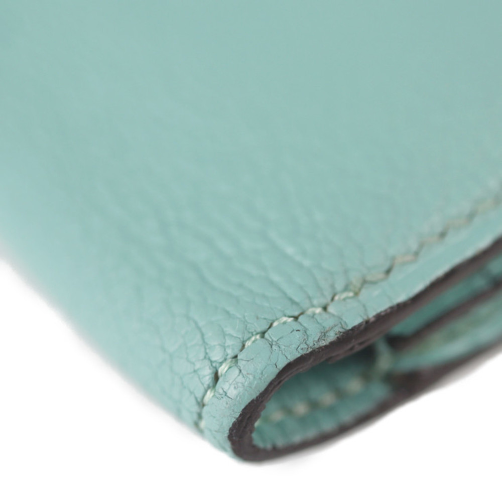 HERMES Classic Long Wallet Chevre Mint Green Bifold A Engraved - Picture 6 of 9